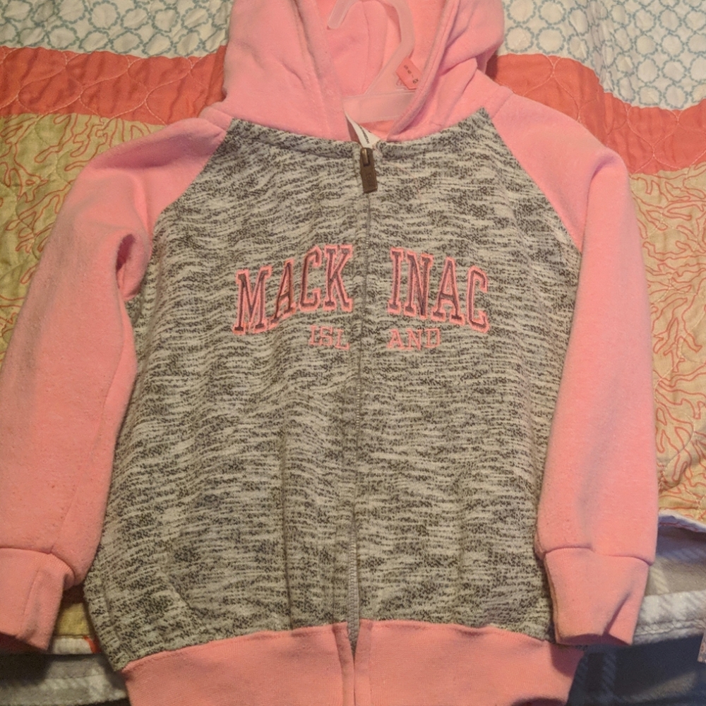 Girls 5/6 Mackinaw Island zip up fleece hoodie
